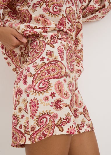 Pink Paisley Print Co Ord Shorts