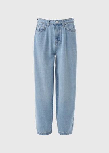 Papaya Petite Blue Light Wash Barrel Leg Jeans