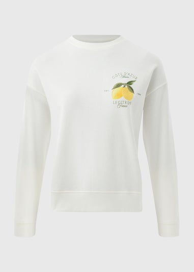 Cream Lemon Print Sweatshirt