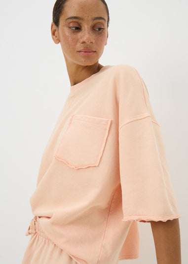 Orange Acid Wash Short Sleeve Top