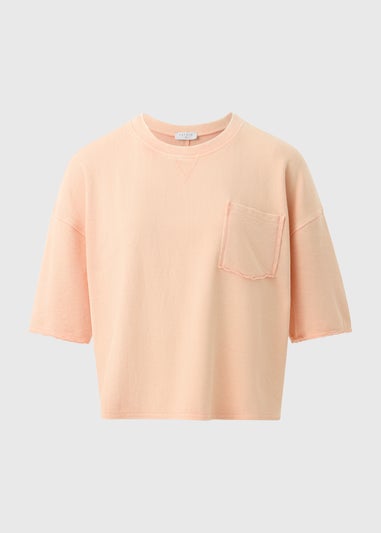 Orange Acid Wash Short Sleeve Top