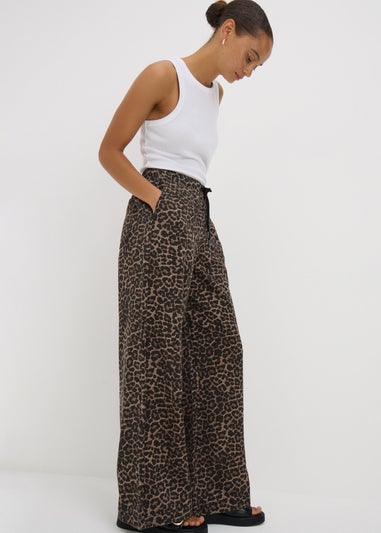 Brown Leopard Print Comfort Fit Jeans