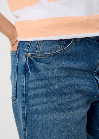 Mid Wash Cropped Wide Leg Jeans