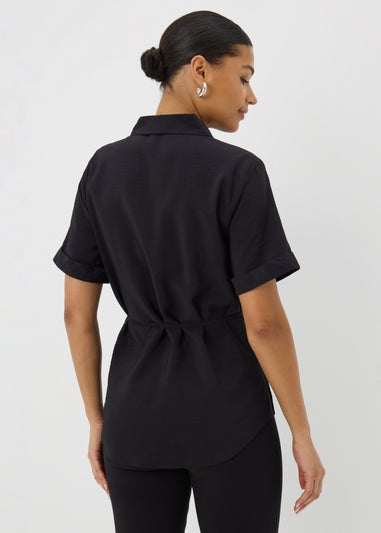 Black Tie Waist Longline Shirt