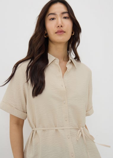 Stone Tie Waist Longline Shirt