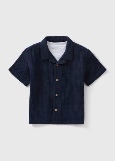 Boys Navy Tee & Shirt Set (1-7yrs)