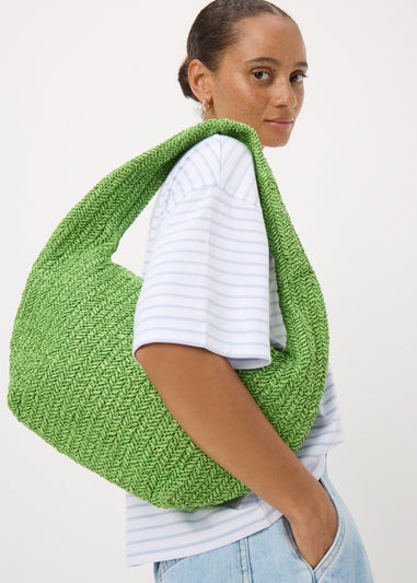 Green Straw Shoulder Bag