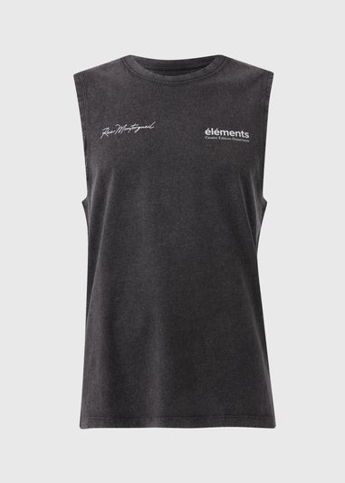 Black Washed Tank Vest