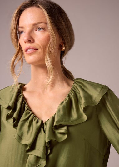 Et Vous Khaki Frill Blouse