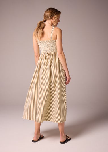 Et Vous Brown Stripe Textured Dress