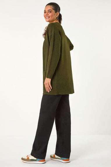 Roman Khaki Soft Knit Longline Cardigan