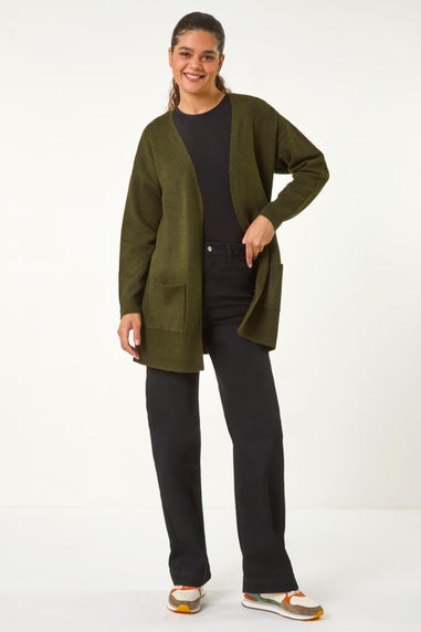 Roman Khaki Soft Knit Longline Cardigan