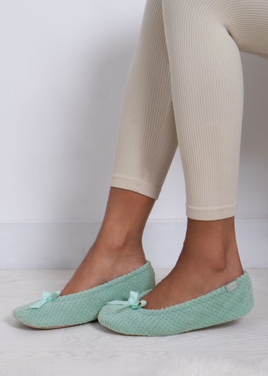 Totes Isotoner Mint Ladies Popcorn Ballet Slippers