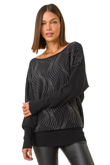 Roman Black Wave Hotfix Knit Jumper