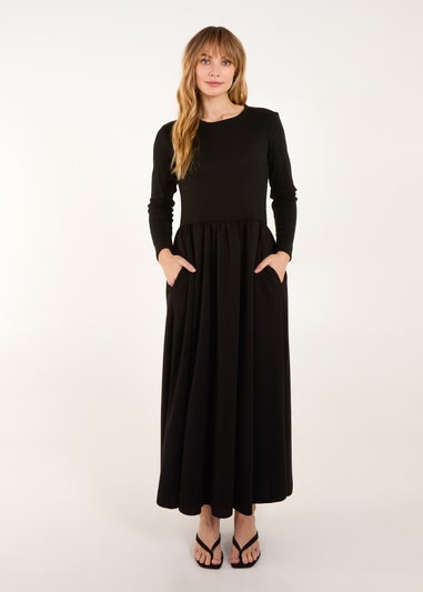 Blue Vanilla Black Long Sleeve Scuba Crepe Skirt Dress