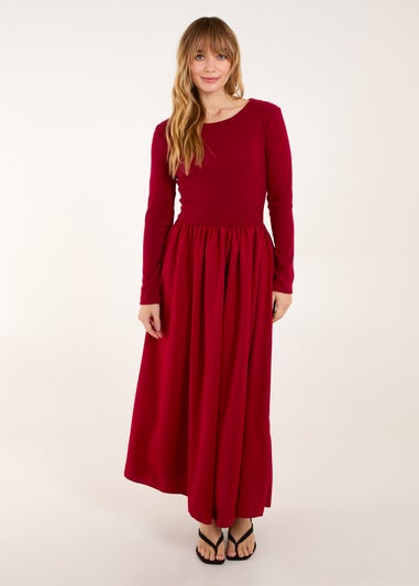 Blue Vanilla Red Long Sleeve Scuba Crepe Skirt Dress