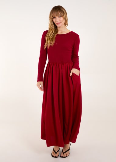 Blue Vanilla Red Long Sleeve Scuba Crepe Skirt Dress