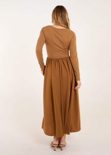 Blue Vanilla Mocha Long Sleeve Scuba Crepe Skirt Dress