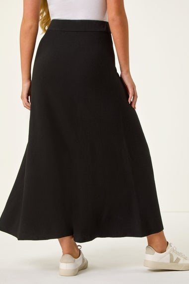 Roman Black Petite Stretch Knitted Midi Skirt