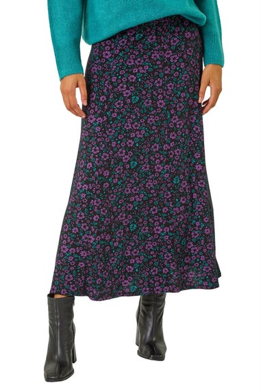 Roman Purple AO Disty Floral Skirt