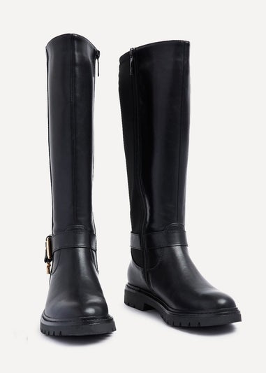 Linzi Regent Black Faux Leather High Leg Boot