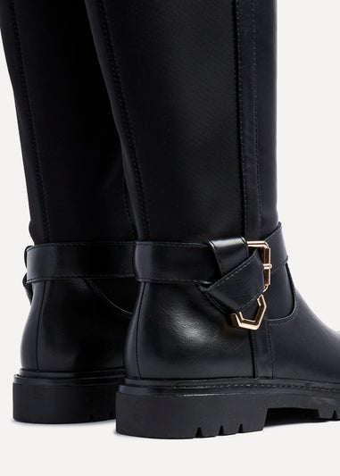 Linzi Regent Black Faux Leather High Leg Boot