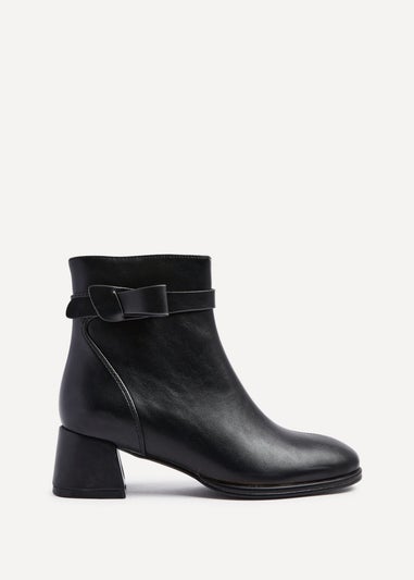 Linzi Sable Black Faux Leather Block Heeled Ankle Boot