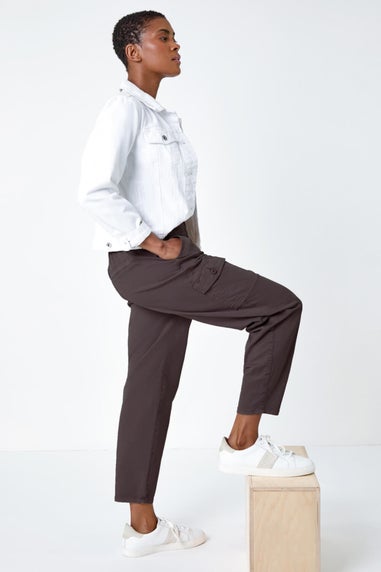 Roman Chocolate Casual Cargo Stretch Trousers