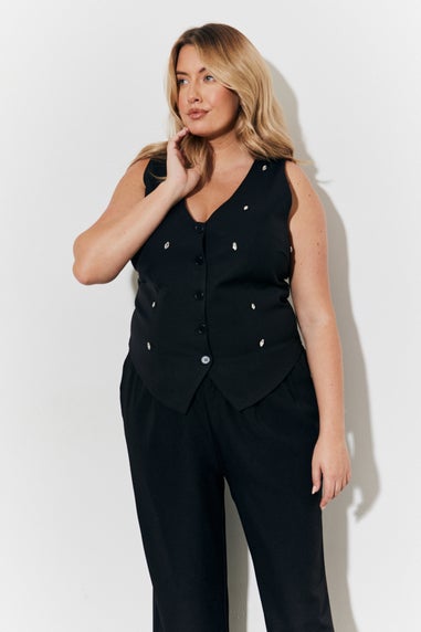 In The Style Black Embelished Waistcoat