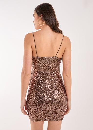 Pink Vanilla Bronze Sequin Cami Mini Dress