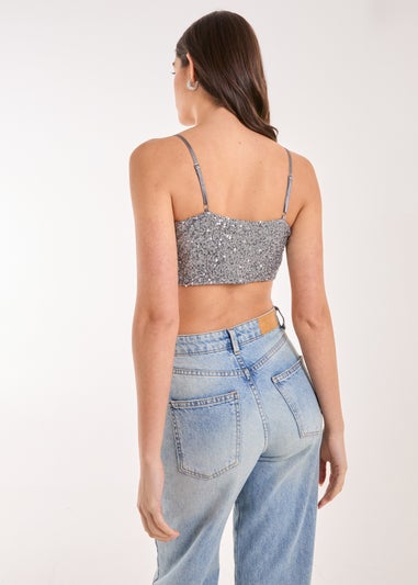 Pink Vanilla Grey Sequin Corset Top