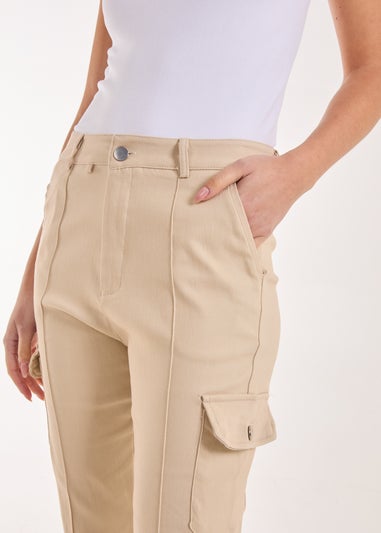 Pink Vanilla Stone Utility Stretch Cargo Trousers