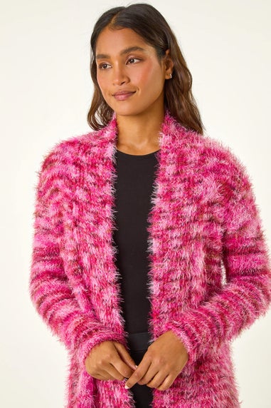 Roman Pink Fluffy Longline Cosy Cardigan