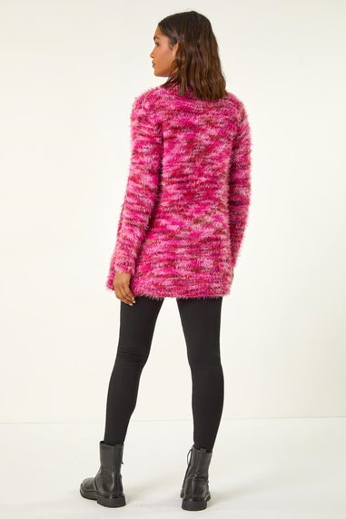 Roman Pink Fluffy Longline Cosy Cardigan