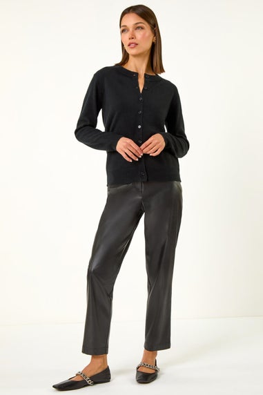Roman Black Soft Knit Crew Neck Cardigan