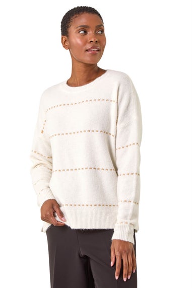 Roman Ivory Shimmer Detail Knit Jumper