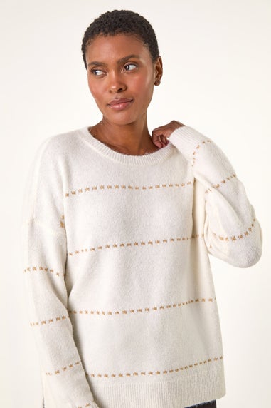 Roman Ivory Shimmer Detail Knit Jumper