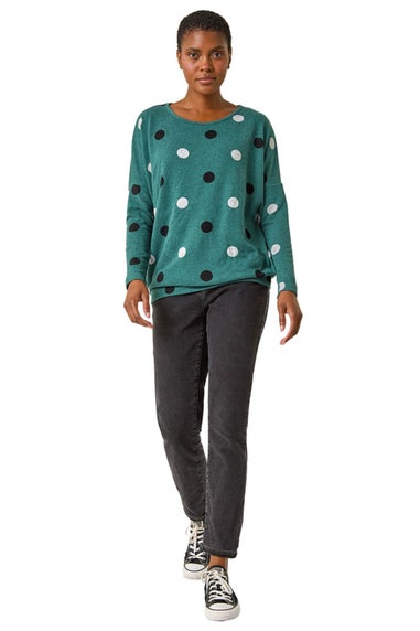 Roman Green Spot Print Snit Top