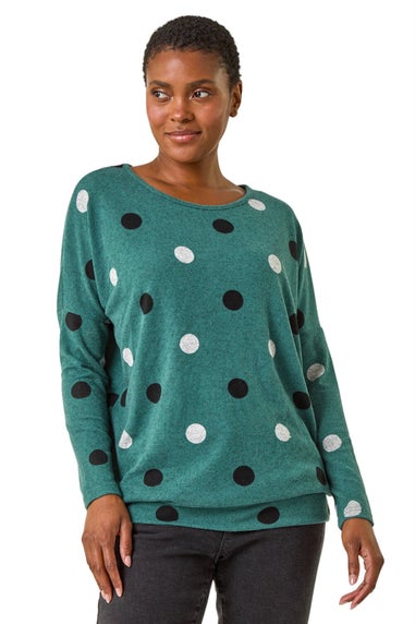 Roman Green Spot Print Snit Top