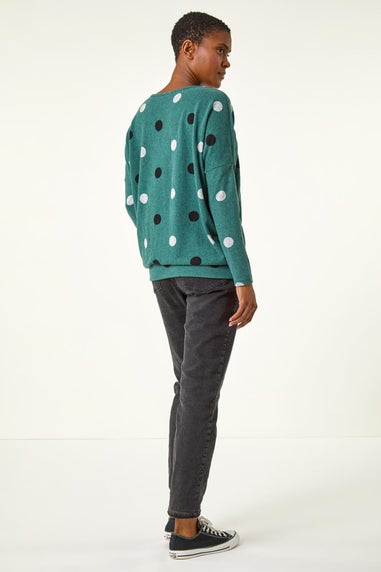 Roman Green Spot Print Snit Top