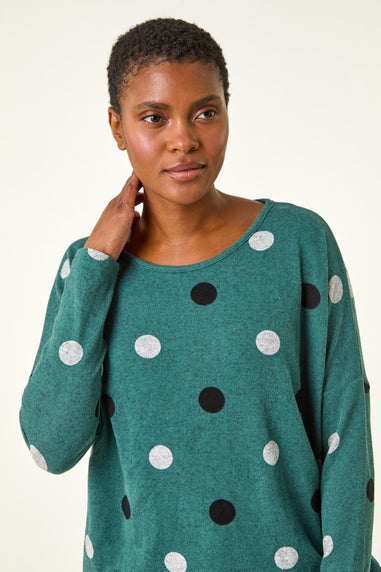 Roman Green Spot Print Snit Top