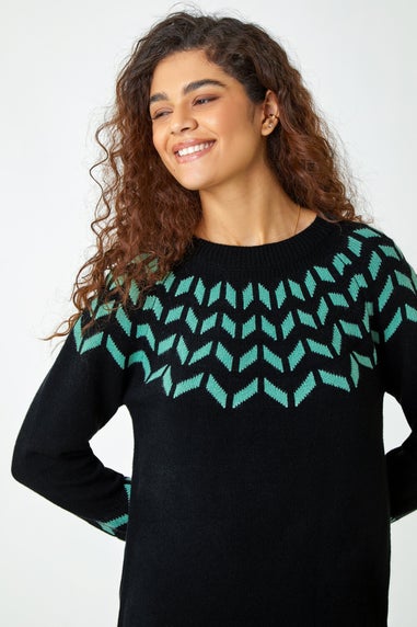 Roman Green Chevron Print Jumper Dress