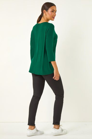 Roman Forest Green Hotfix Embellished Bow Top