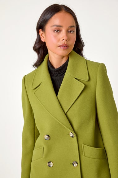 Roman Lime Petite Button Up Collar Coat