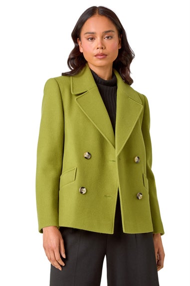 Roman Lime Petite Button Up Collar Coat