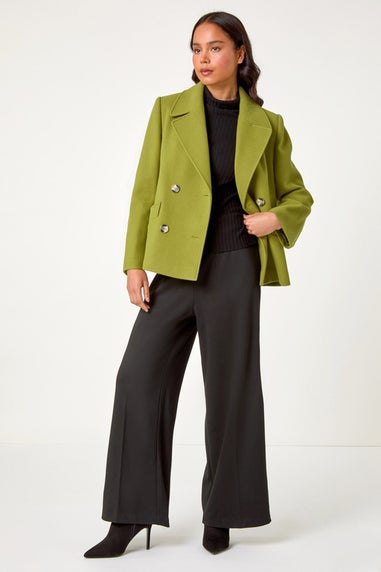 Roman Lime Petite Button Up Collar Coat
