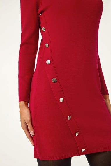 Roman Red Side Button Detail Knitted Dress