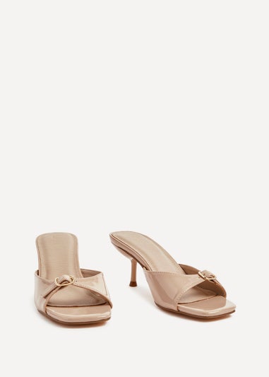 Linzi Fergie Mocha Faux Patent Leather Square Toe Mule