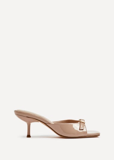 Linzi Fergie Mocha Faux Patent Leather Square Toe Mule