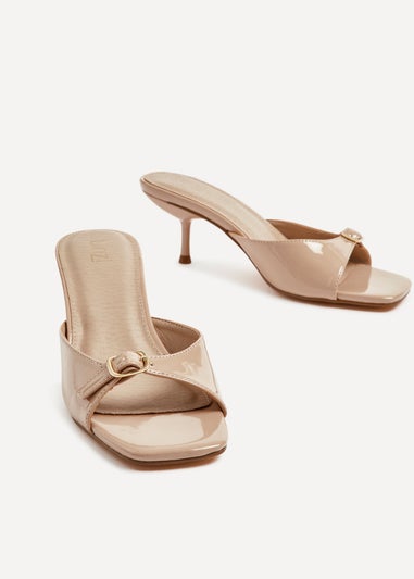 Linzi Fergie Mocha Faux Patent Leather Square Toe Mule